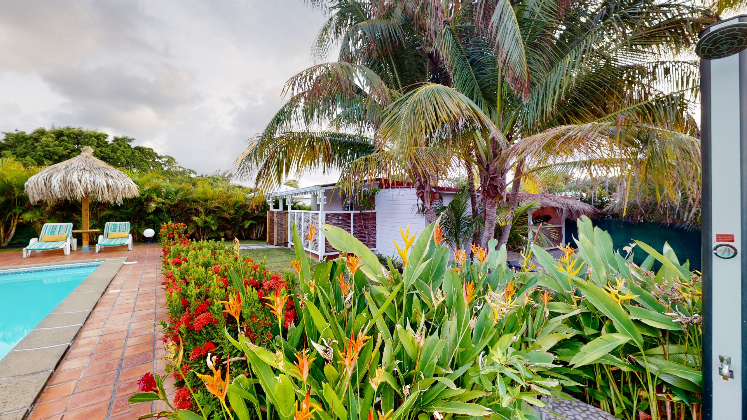 Allée fleurie et jardin tropical du domaine